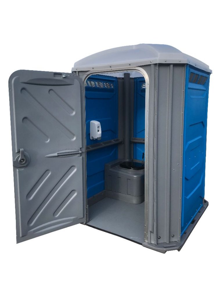 blue and grey disabled portable toilet