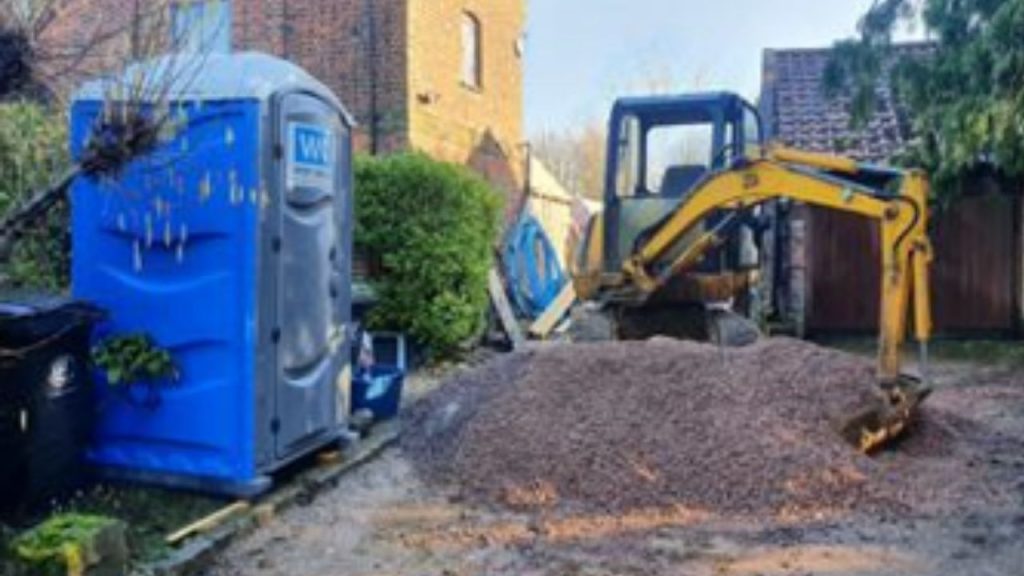 public toilets at construction sites