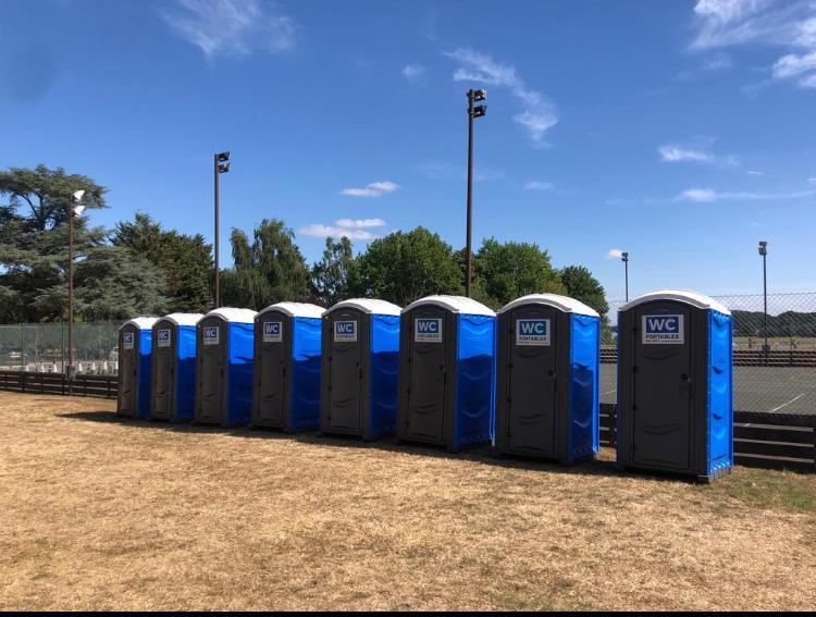 portable toilets arranged for hiring